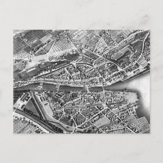 チューリッヒスイス連邦共和国(1850年)のヴィンテージの地図 ポストカード (正面)