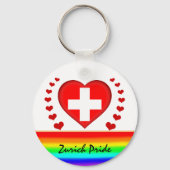 チューリッヒプライド&ハート&レインボーフラッグ/ラブ キーホルダー (正面)