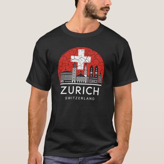 チューリッヒ市スイス国旗 Tシャツ (正面)
