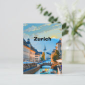 チューリッヒ旅行の印刷可能なポスター - スイス旅行 ポストカード (スタンド正面)