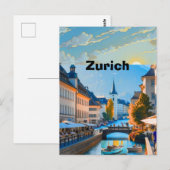 チューリッヒ旅行の印刷可能なポスター - スイス旅行 ポストカード (正面/裏面)