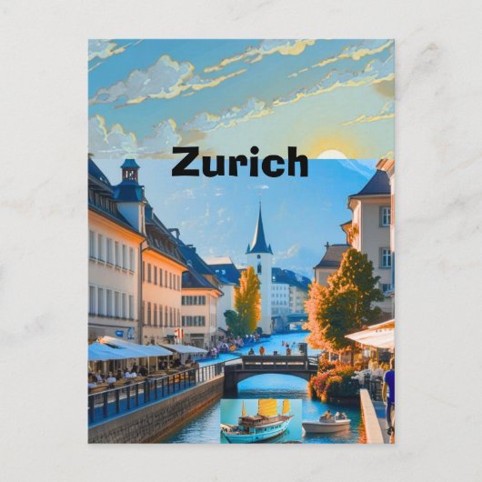 チューリッヒ旅行の印刷可能なポスター - スイス旅行 ポストカード (正面)