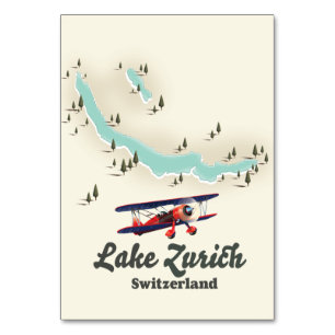 チューリッヒ湖のスイスの地図 テーブルナンバー