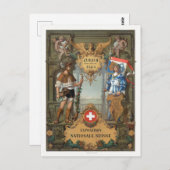 チューリッヒ1883年博覧会スイスヴィンテージポー ポストカード (正面/裏面)