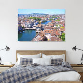 チューリッヒ。グロスモンスタータワーからのパノラマ。 キャンバスプリント (インサイチュ (寝室))