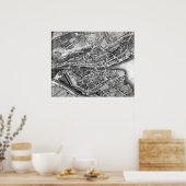 チューリッヒ・スイスのヴィンテージの地図（1850年） ポスター (キッチン)