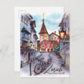 チューリッヒ・スイス水絵を描色の旅行 ポストカード (正面/裏面)