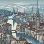 チューリッヒ・スイス3インチビニールステッカー シール (正面)