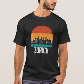 チューリッヒ スイス レトロ ヴィンテージ 夕焼け スカイライン Zu Tシャツ