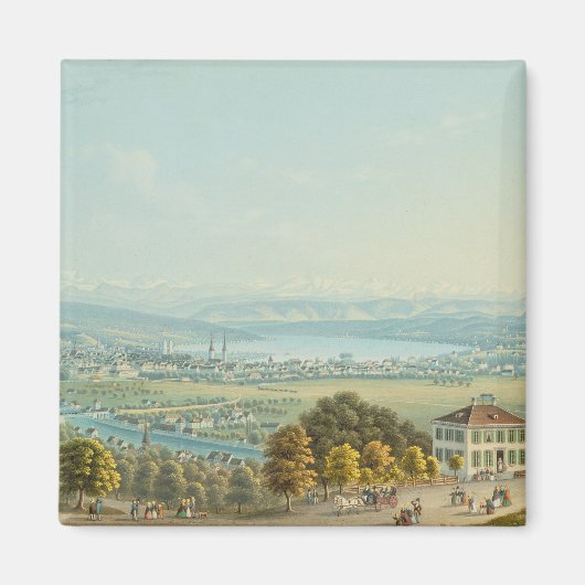 チューリッヒ、c.1840の表示(w/c) マグネット (正面)