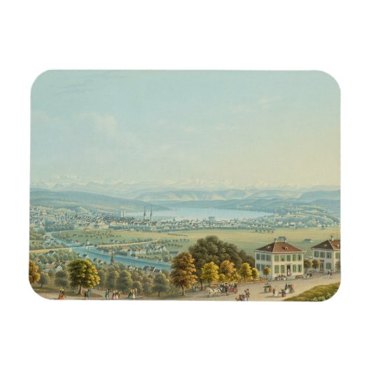 チューリッヒ、c.1840の表示(w/c) マグネット (横)