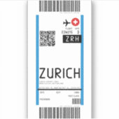 チューリッヒ(ZRH)への搭乗券 シール (正面)