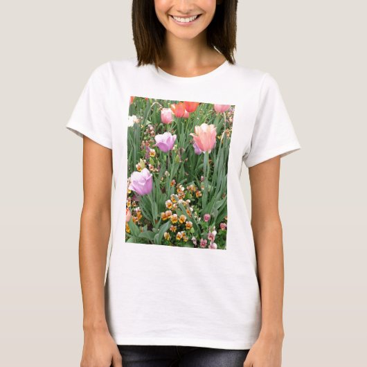 チューリップおよびパンジー Tシャツ (正面)