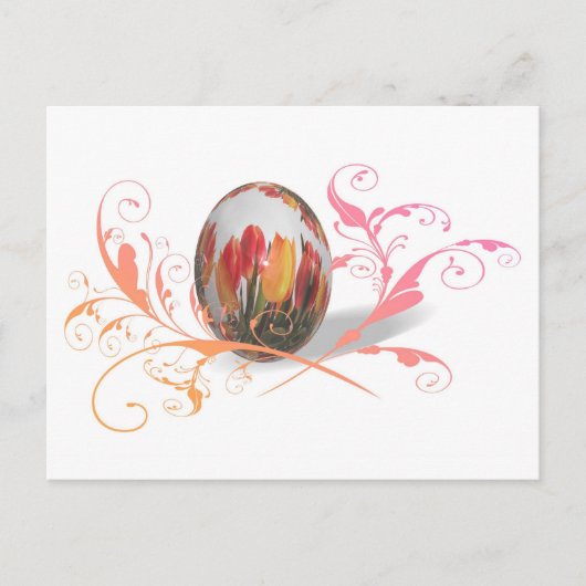 チューリップかわいらしイースターエッグ シーズンポストカード (正面)