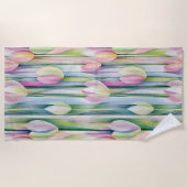 チューリップかわいらしパターン ビーチタオル (正面)