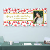 チューリップかわいらしフラワーカスタム文字誕生日 横断幕 (トレードショー)