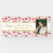 チューリップかわいらしフラワーカスタム文字誕生日 横断幕 (横)