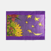 チューリップがデザインされたかわいい太陽と月 フリースブランケット (正面(横))