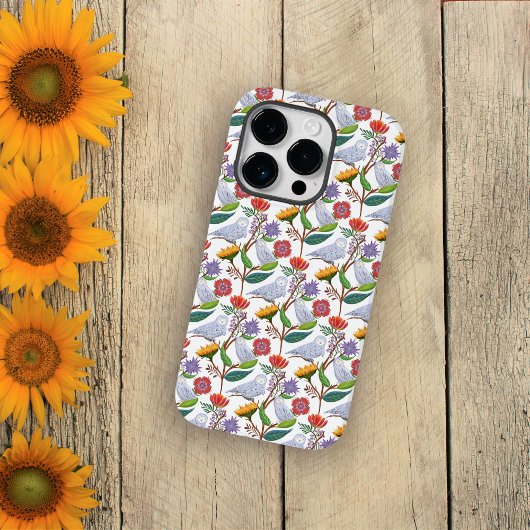 チューリップとひまわりとシロフクロウ Case-Mate iPhoneケース