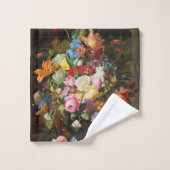 チューリップとカーネーションのバラの花の静物生活 バスタオルセット (ウォッシュタオル)