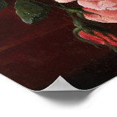 チューリップとカーネーションのバラの花の静物生活 ポスター (角)