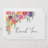 チューリップとグリーン ブライダルシャワーの感謝カード サンキューカード (正面)