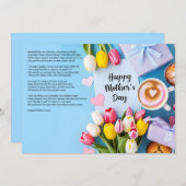 チューリップとコーヒー母の日の心のこもった詩 招待状 (正面/裏面)