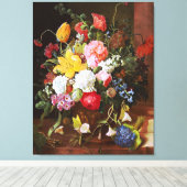 チューリップとスミレの花のバラの静物生活 キャンバスプリント (インサイチュ (ウッドフロア))
