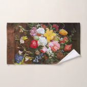 チューリップとスミレの花のバラの静物生活 バスタオルセット (ハンドタオル)