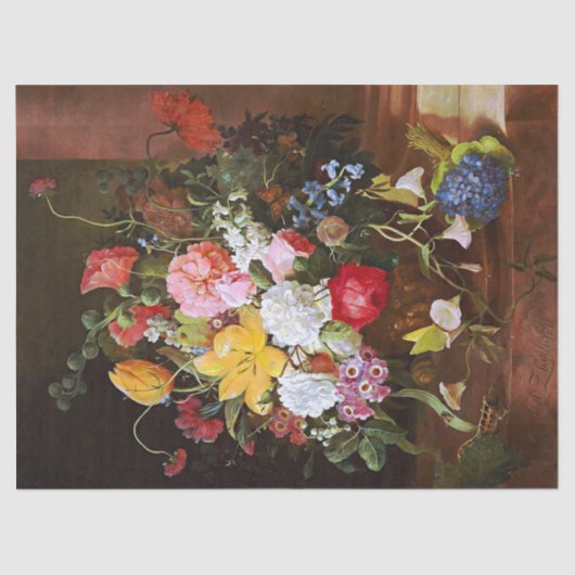 チューリップとスミレの花のバラの静物生活 薄葉紙 (正面)