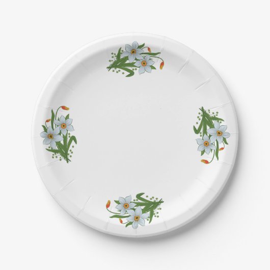 チューリップとダッフォジルスフラワーズデザイン1 ペーパープレート (正面)