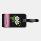 チューリップとダッフォジルピンクパーソナライズされたの名前 ラゲッジタグ (裏面横)