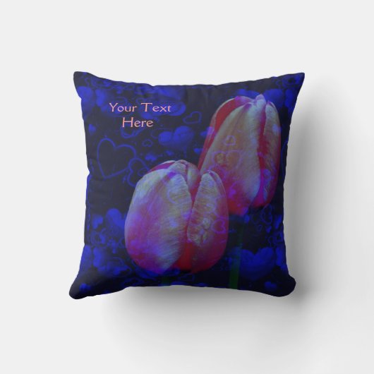 チューリップとハート抽象芸術 パーソナライズされた クッション (裏面)