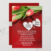 チューリップとハート結婚式招待状 招待状 (正面/裏面)