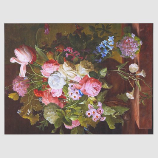 チューリップとヒヤシンスのバラの花の静止ライフ 薄葉紙 (正面)