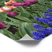 チューリップとブドウの花の模様 ポスター (角)
