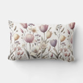 チューリップとユリの柔らかい花柄 ランバークッション (裏面)
