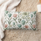 チューリップとユリの柔らかい花柄 ランバークッション (ブランケット)