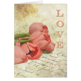 チューリップと古い文字