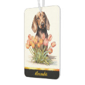 チューリップと可愛いダシュント喜びの屋内 カーエアーフレッシュナー (左)