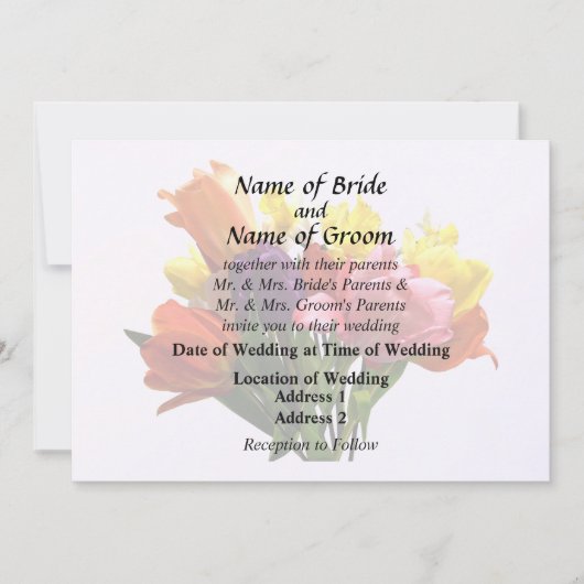 チューリップと水仙の春の花束 招待状 (正面)