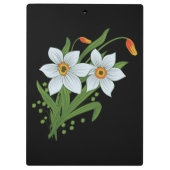チューリップと水仙の花の黒い背景 クリップボード (裏面)