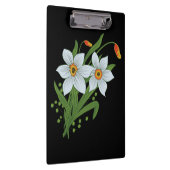 チューリップと水仙の花の黒い背景 クリップボード (右)