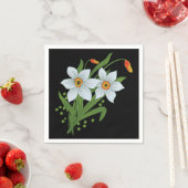 チューリップと水仙の花の黒い背景 スタンダードカクテルナプキン (インサイチュ)
