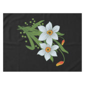 チューリップと水仙の花の黒い背景 テーブルクロス (正面(横))