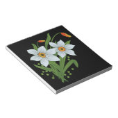 チューリップと水仙の花の黒い背景 ノートパッド (アングル)