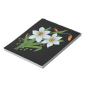 チューリップと水仙の花の黒い背景 ノートパッド (回転)