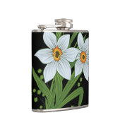 チューリップと水仙の花の黒い背景 フラスク (右)