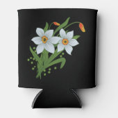 チューリップと水仙の花ブラックバックグラウンド缶 缶クーラー (正面)