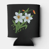 チューリップと水仙の花ブラックバックグラウンド缶 缶クーラー (裏面)